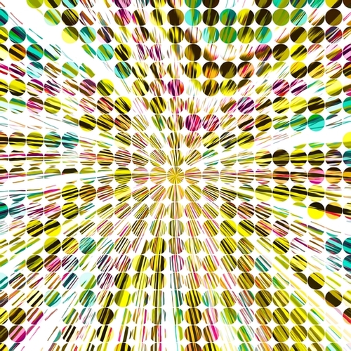 geometric circle abstract pattern in yellow pink blue Mural by Timmy333
