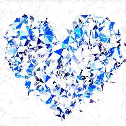 blue heart shape abstract with white abstract background Mural by Timmy333