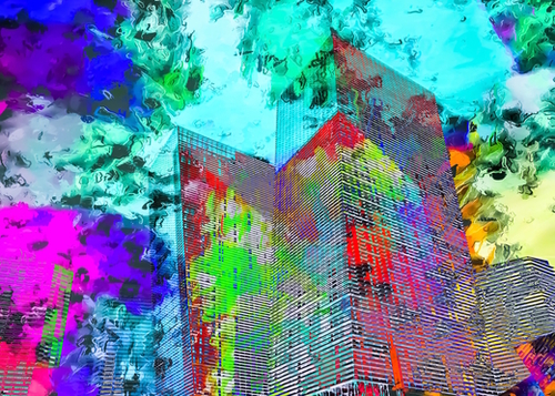 modern building at Las Vegas, USA with colorful painting abstract background Mural by Timmy333