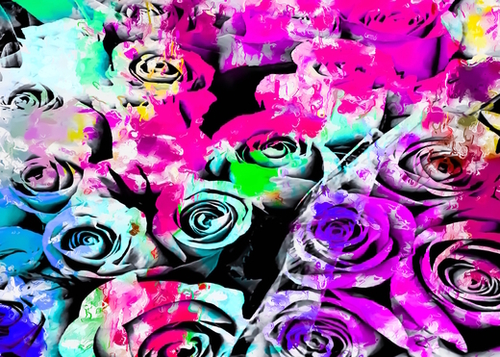 rose texture with pink purple blue green painting abstract background Mural by Timmy333