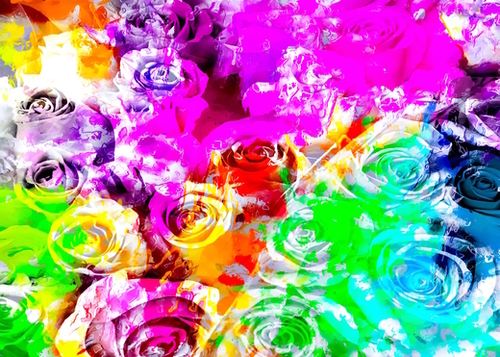 closeup rose texture pattern abstract background in pink blue yellow green red Mural by Timmy333
