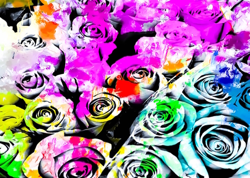 rose texture abstract  with colorful painting abstract background in pink blue green red yellow Mural by Timmy333