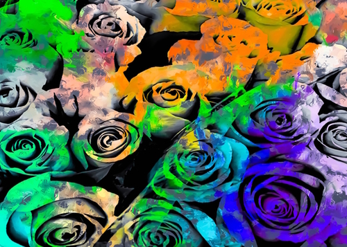 rose texture pattern abstract with splash painting in orange green blue purple Mural by Timmy333