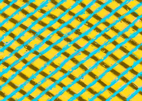 line pattern painting abstract background in yellow blue brown Mural by Timmy333