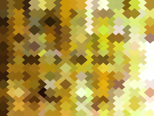 geometric square pixel pattern abstract in yellow and brown Mural by Timmy333