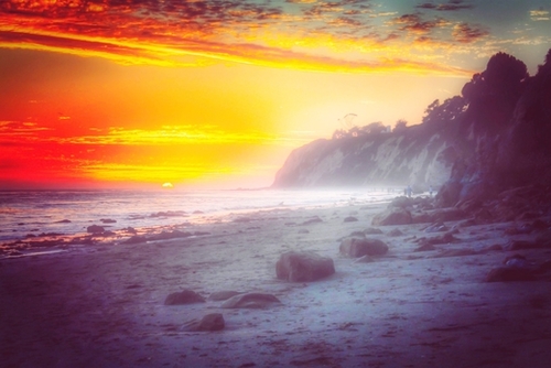 California summer beach sunset with beautiful cloudy sky Mural by Timmy333