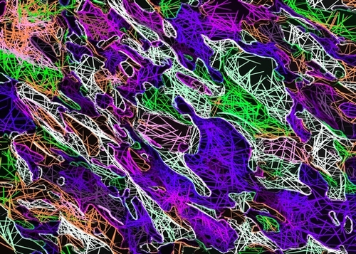psychedelic rotten sketching texture abstract background in purple blue green Mural by Timmy333