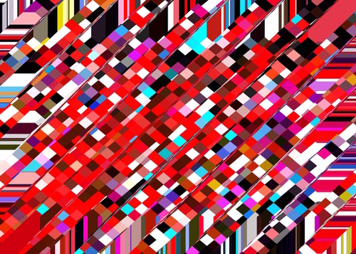 geometric square pixel pattern abstract background in red blue pink Mural by Timmy333