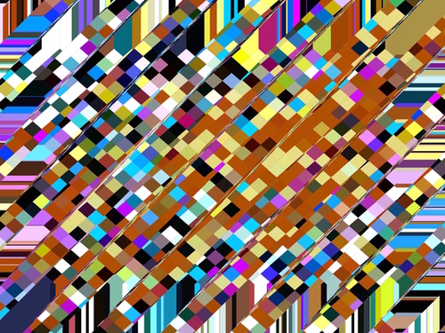 geometric square pixel pattern abstract background in brown yellow blue pink Mural by Timmy333