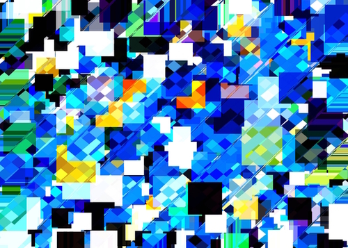 geometric square pixel pattern abstract in blue brown Mural by Timmy333