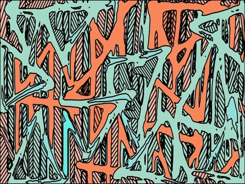 geometric triangle shape abstract background in orange and green Mural by Timmy333