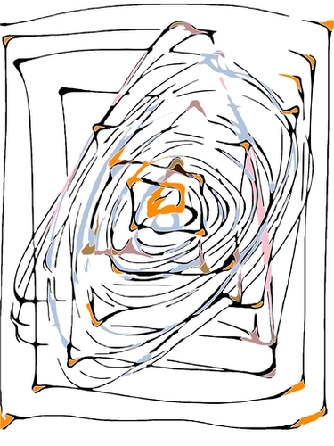 drawing square triangle and circle pattern abstract in orange blue and pink Mural by Timmy333