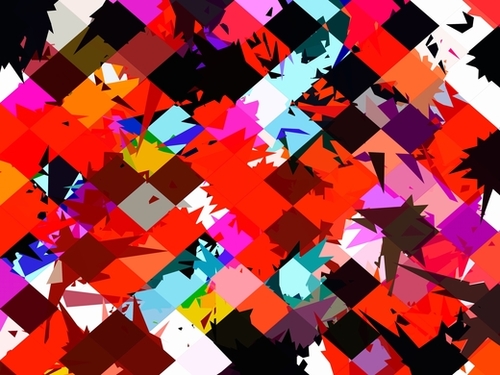 geometric square pixel pattern abstract in red blue pink Mural by Timmy333