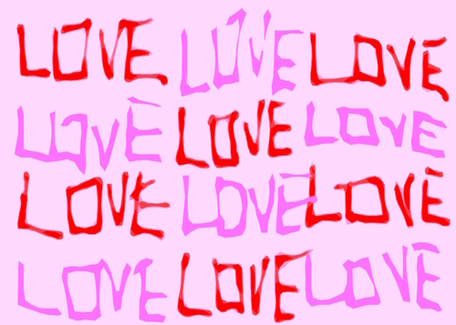 LOVE alphabet drawing in red and pink Mural by Timmy333