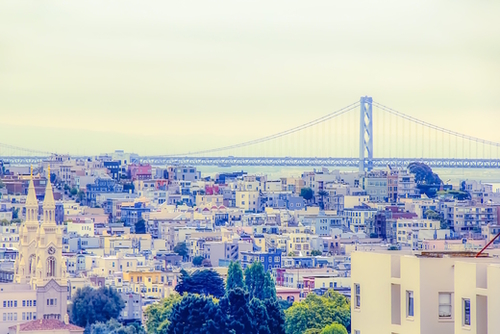 bridge and city view at San Francisco, USA Mural by Timmy333