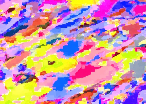 psychedelic geometric square pixel pattern abstract in pink yellow blue Mural by Timmy333