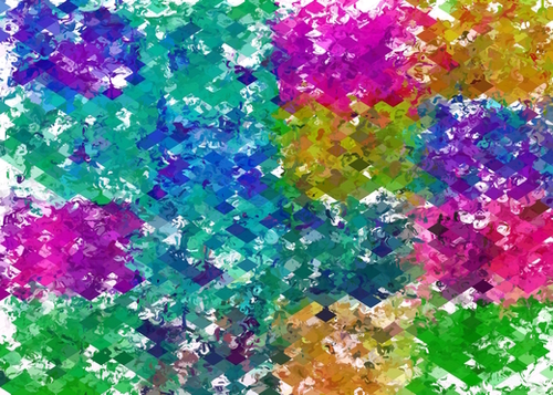 psychedelic geometric square pixel pattern abstract background in blue green yellow pink purple Mural by Timmy333