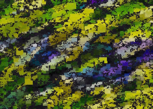 psychedelic geometric square pixel pattern abstract background in yellow blue black Mural by Timmy333