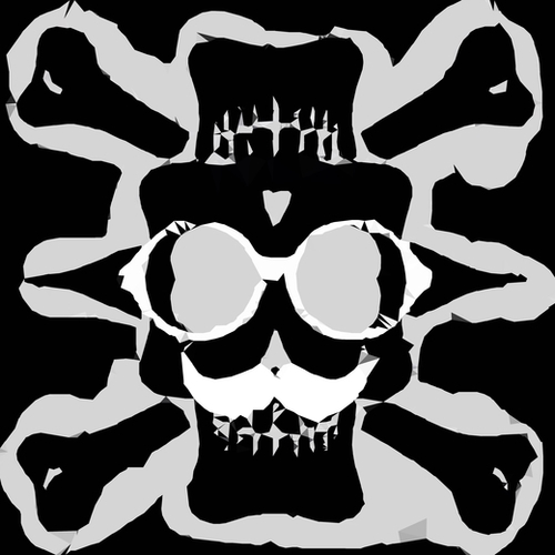old funny skull with glasses art portrait in black and white Mural by Timmy333