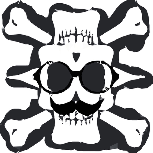 old funny skull and bone art portrait in black and white Mural by Timmy333