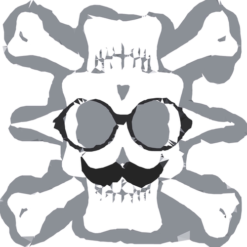 old funny skull art portrait in black and white Mural by Timmy333