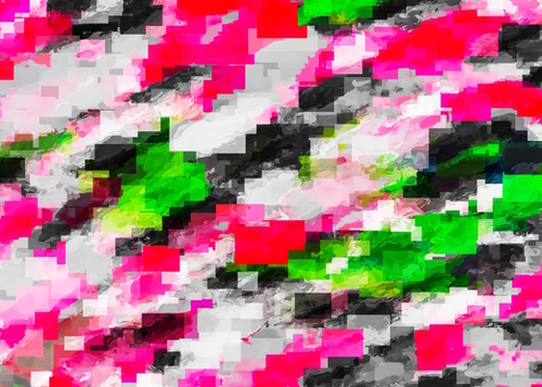 psychedelic geometric square pixel pattern abstract in pink green Mural by Timmy333