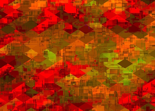 psychedelic square pixel pattern abstract background in red orange green Mural by Timmy333
