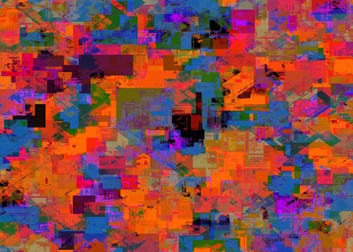 psychedelic geometric square pattern abstract background in orange blue red Mural by Timmy333