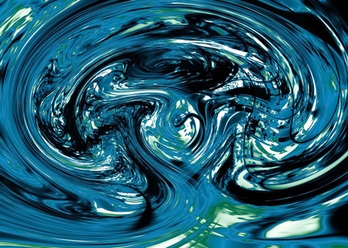 psychedelic spiral line pattern painting abstract background in blue and green Mural by Timmy333