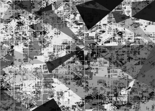 psychedelic geometric triangle polygon pattern abstract background in black and white Mural by Timmy333