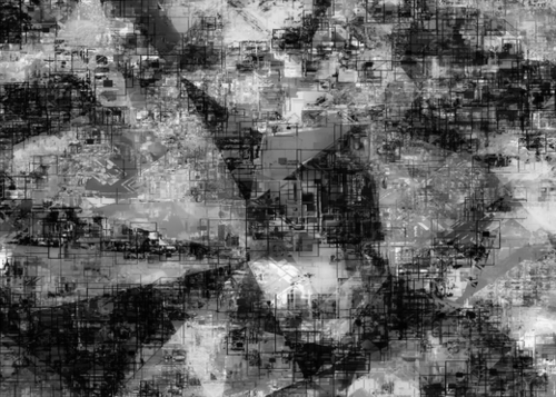 psychedelic geometric triangle pattern abstract background in black and white Mural by Timmy333