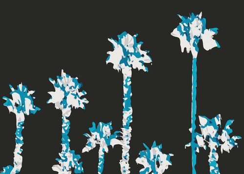 blue and white palm tree with dark blue background Mural by Timmy333