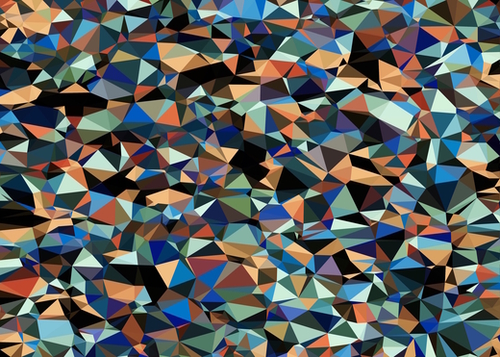 vintage psychedelic geometric triangle polygon pattern abstract in brown blue green Mural by Timmy333