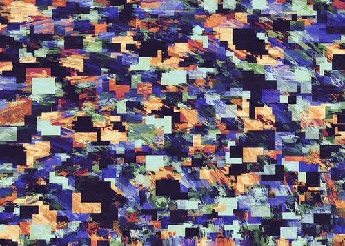 vintage psychedelic geometric square pixel pattern abstract in blue purple brown Mural by Timmy333