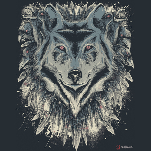 Wolf Among Ravens Mural by MindkillerINK