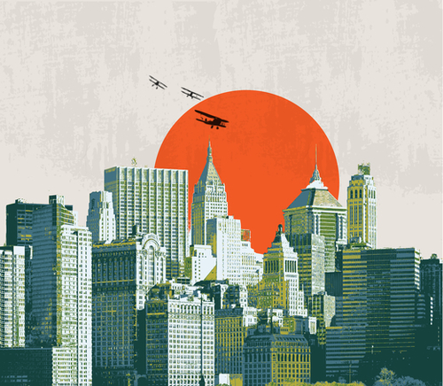 Red sun on NY Mural by tzigone