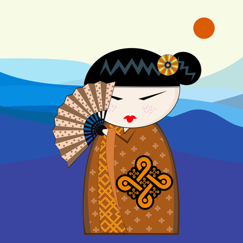Brown kokeshi Mural by PIEL Design