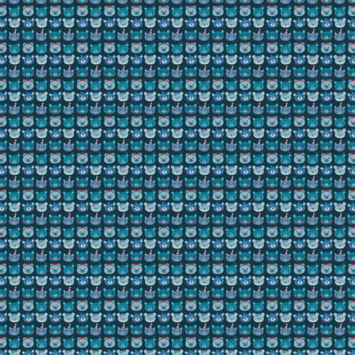 Cute Blue Bears Pattern Design Mural by Claire Jayne Stamper