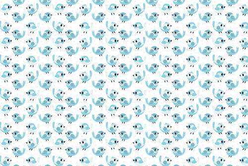 Blue Birds Pattern Mural by Claire Jayne Stamper